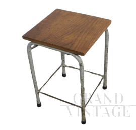1970s square industrial stool