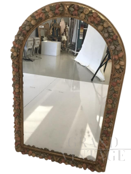 Gilded and hand-carved vintage mirror with fruit, antique style