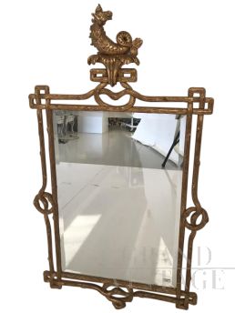 Vintage gilded mirror with hippocampus, late 18th century style