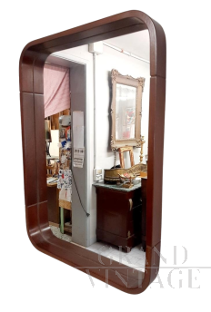 Vintage wooden tray wall mirror from the 1970s      
