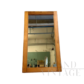 Brutalist style rectangular solid pine mirror, 1980s-90s