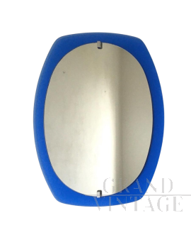 1960s Veca mirror with blue glass frame
