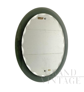 Vintage two-tone oval mirror in Cristal Art style, Italy 1950s          