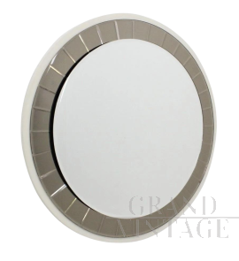 Mid-century round mirror with beveled smoked glass frame, Italy 1950s