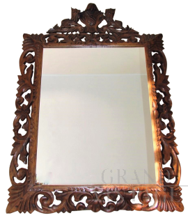 Vintage mirror with carved wooden frame, 1940s
