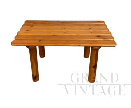 Low solid pine coffee table in the style of Rainer Daumillier