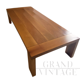 Vintage rectangular living room coffee table in Italian walnut wood