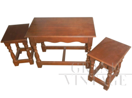 80's coffee table with tuck under stools