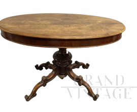 Antique oval side table in solid walnut from the Louis Philippe period