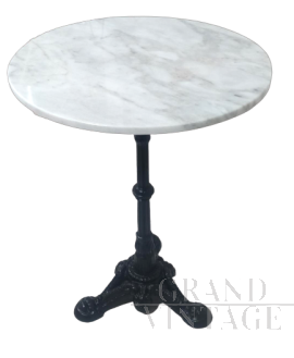 Cast iron bistro table with Carrara marble top