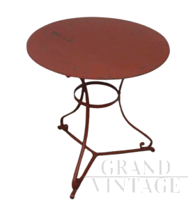 1940s red iron garden table