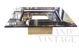 Re Quadro coffee table by Paolo Piva for B&B in wood and travertine marble