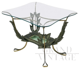 Coffee table by Pier Luigi Colli in brass with glass top