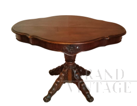 Antique violin top table from the Louis Philippe era in walnut wood