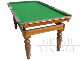 Vintage pool table convertible into a table
