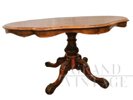 Mid-19th century Victorian center table with violin-shaped top