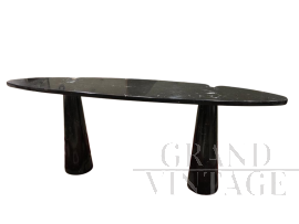 Table designed by Angelo Mangiarotti in black Marquina marble with oval top