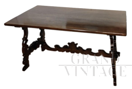 Antique refectory table in walnut, early 1800s