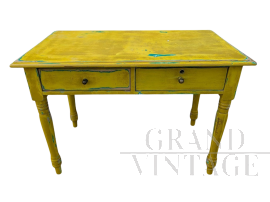 Rustic 1940s table in yellow paint
