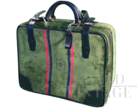 Roberta di Camerino vintage small suitcase in velvet and leather, 1960s