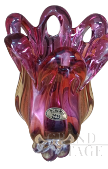 Josef Hospodka artistic vase in pink Bohemian crystal