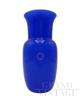 Carlo Nason vase in blue layered opaline Murano glass