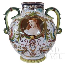 Cacf Faenza and I Fabbri ceramic vase with classic decoration, 1950s