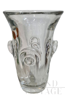 Vintage glass vase by Val Saint Lambert, Belgium 1930s