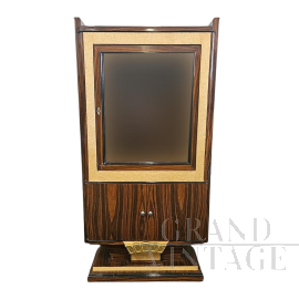 Art Deco style display cabinet in wood and parchment