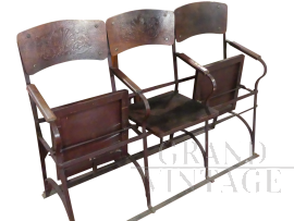 3 early 20th century cinema chairs