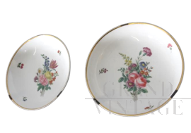 Antica coppia di piatti in porcellana Ginori dell'800 dipinti