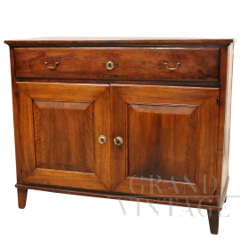 Antique Directoire sideboard in walnut with doors and drawer, Italy 18th century  
