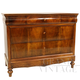 Antique Louis Philippe capuchin chest of drawers in walnut, Emilia - Italy 19th century