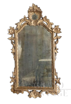 Antique Louis Philippe carved mirror with gold leaf, Italy mid 19th century