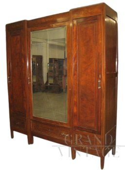 Three-door wardrobe with mirror, from the early 1900s