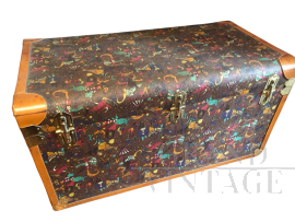 Vintage leather trunk signed Piero Guidi