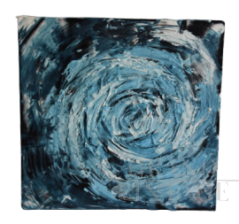 Blue Vortex - dipinto di Andrea Busnelli, acrilico e stucchi su tavola                            