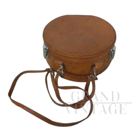 Valigetta borsetta rotonda vintage in pelle, anni '80