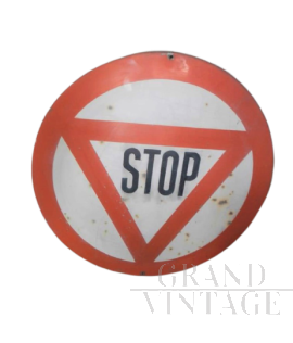 Vintage 80s STOP road sign