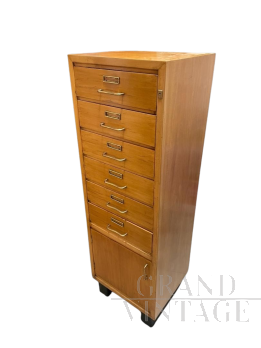 Cassettiera da ufficio vintage in legno anni '70                            