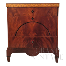 Empire dresser in mahogany feather with three drawers, mid 19th century