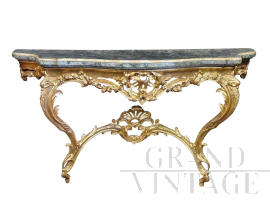 Carved and gilded Louis XV style wall console