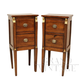 Coppia di comodini Direttorio con bronzi in stile Retour d'Egypte, Italia fine '700