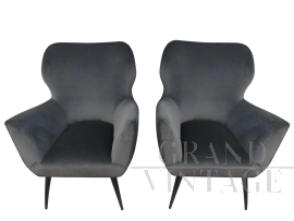 Pair of vintage alcantara armchairs