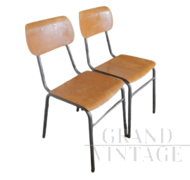Coppia sedie da scuola vintage anni '70