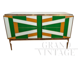 Credenza a 2 ante in vetro multicolore                            