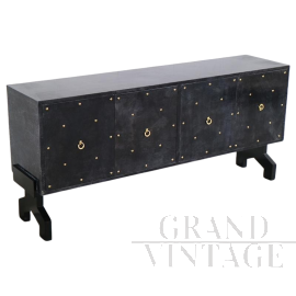 Four-door sideboard in black parchment