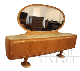 Sideboard by Vittorio Dassi with mirror and marbled glass top