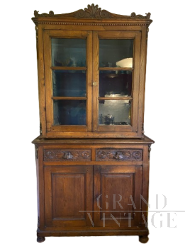 Carved antique Louis Philippe buffet and hutch cupboard