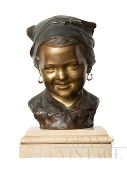 De Martino - Scultura antica in bronzo raffigurante testa di contadina